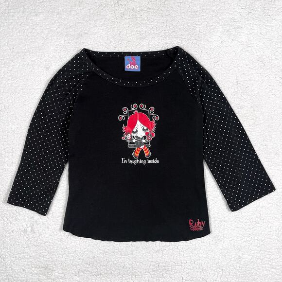 Vtg Ruby Gloom I'm Laughing Inside T Shirt Y2K Hot Topic Mall Goth Emo Baby Tee - Picture 3 of 16